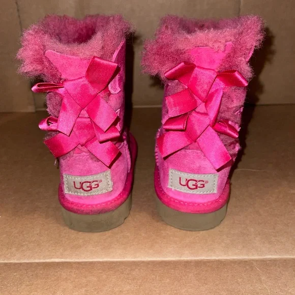 UGG 7C Hot Pink Bailey Bow II Boot Sheepskin - Picture 6 of 11